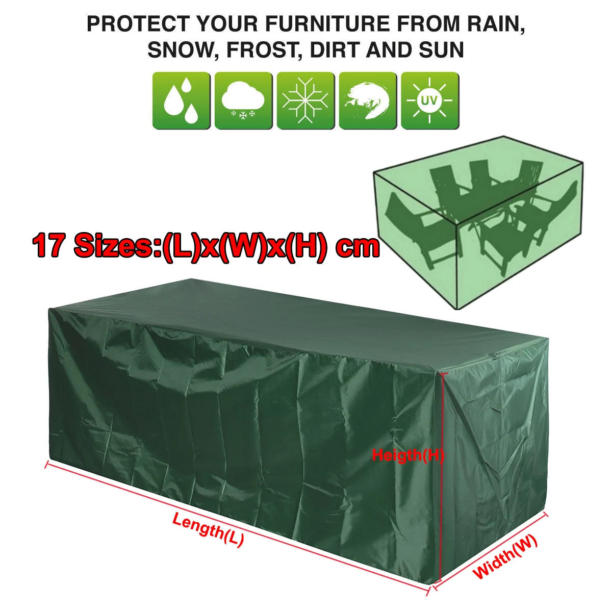Description Picture 5 of itemPatio Garden Outdoor Furniture Covers Waterproof 210D Rain Snow Chair covers Sofa Table Chair Dust Proof Cover Green Blue Brown