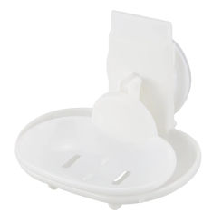 New Double Soap Dish Strong Suction Soap Holder Cup Tray for Shower Bathroom (White)