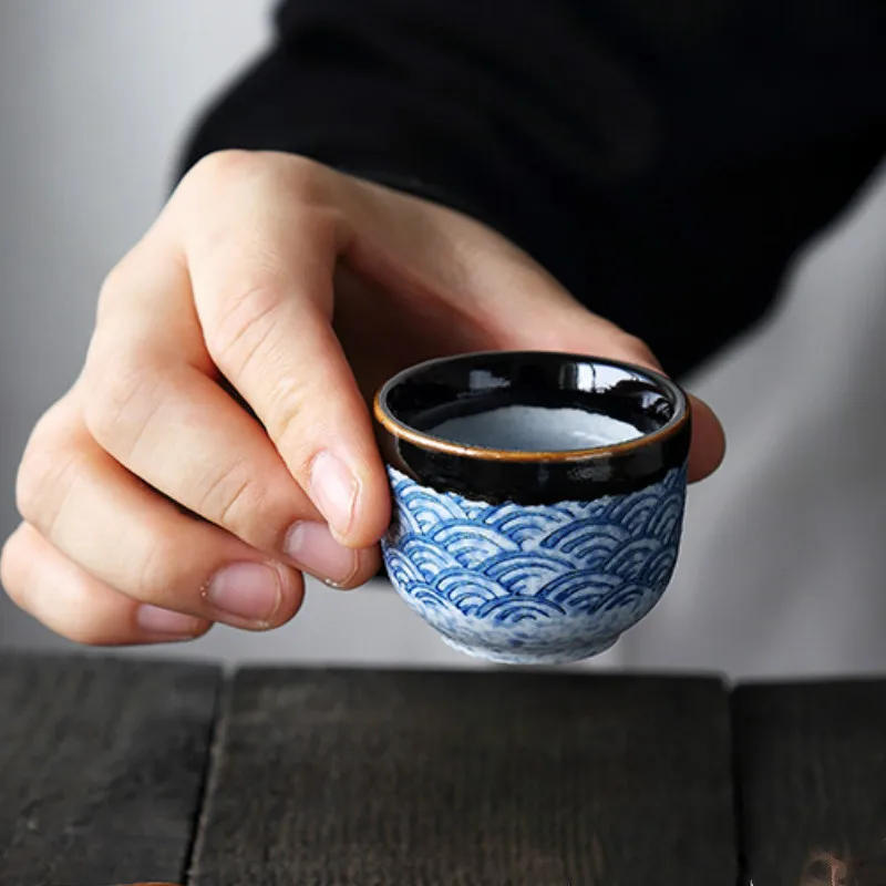 Description Picture 4 of item5\3pcs Retro 40-240ml Haibo Pattern Bar Set Sake Vodka Shochu Decanter Shot Cup Gift Wine Drinkware