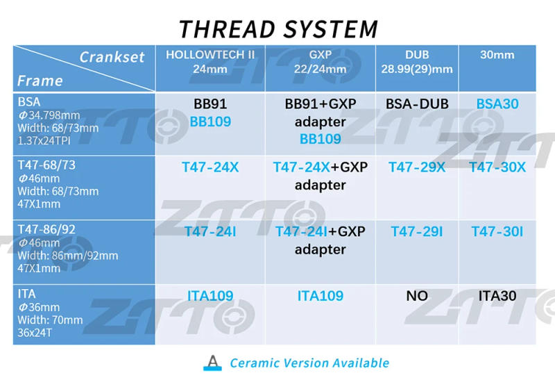 Description Picture 4 of itemZTTO BSA Bearing Bottom Bracket Screw Type 68/73 mm Bicycle Axis MTB Road Bike Aluminum Alloy Waterproof Crank Set Axis Parts