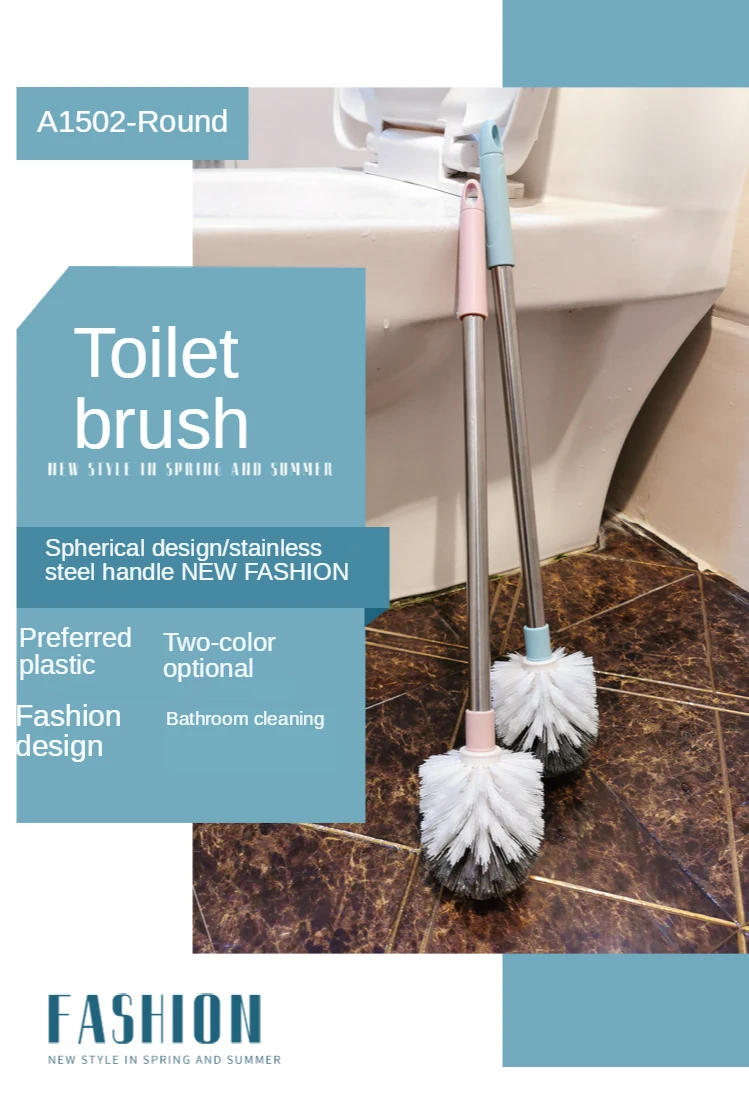 Description Picture 2 of itemCurved Long Handle Stainless Steel Rod Toilet Brush No Dead Corners Toilet Brush Squatting Pan Cleaning Brush Toilet Brush