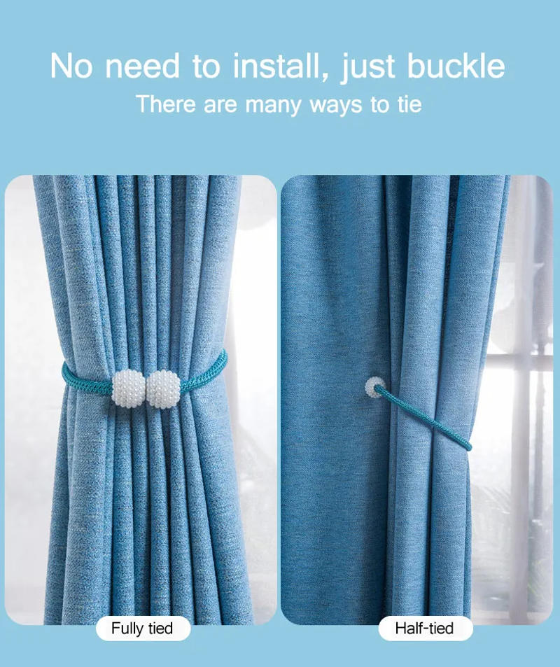 Description Picture 4 of item1Pc Pearl Buckle Curtain Clip Tieback Holdbacks Tie Backs Strap Pearl Ball Curtain Holdbacks Home Decoration Curtain Tieback
