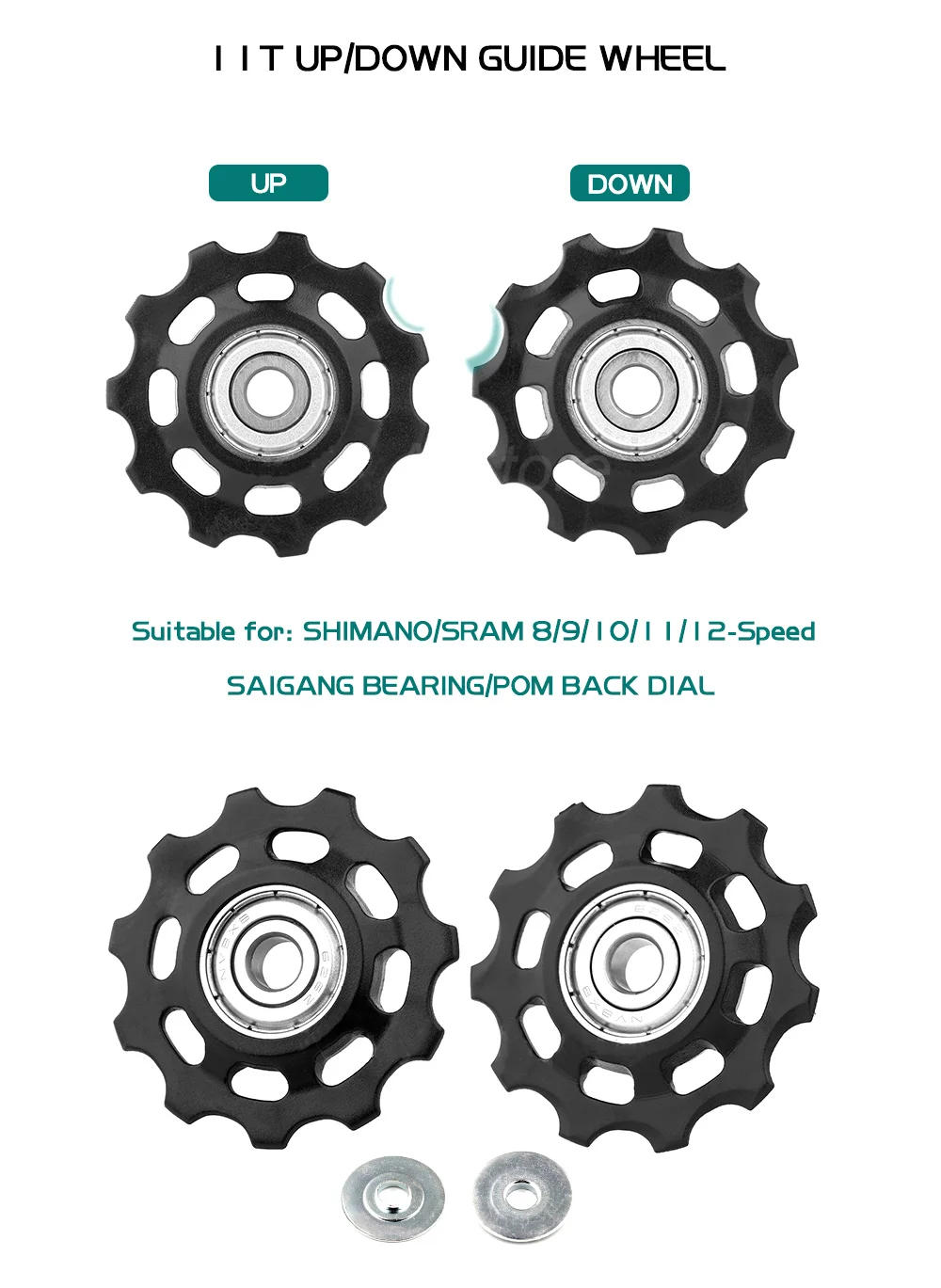 Description Picture 4 of itemGOLDIX Bicycle Pulley 11T 12T 13T 14T 16T 17T Rear Derailleur Pulley Road Bike Jockey 7-12 Speed Guide Wheel for Shimano SRAM
