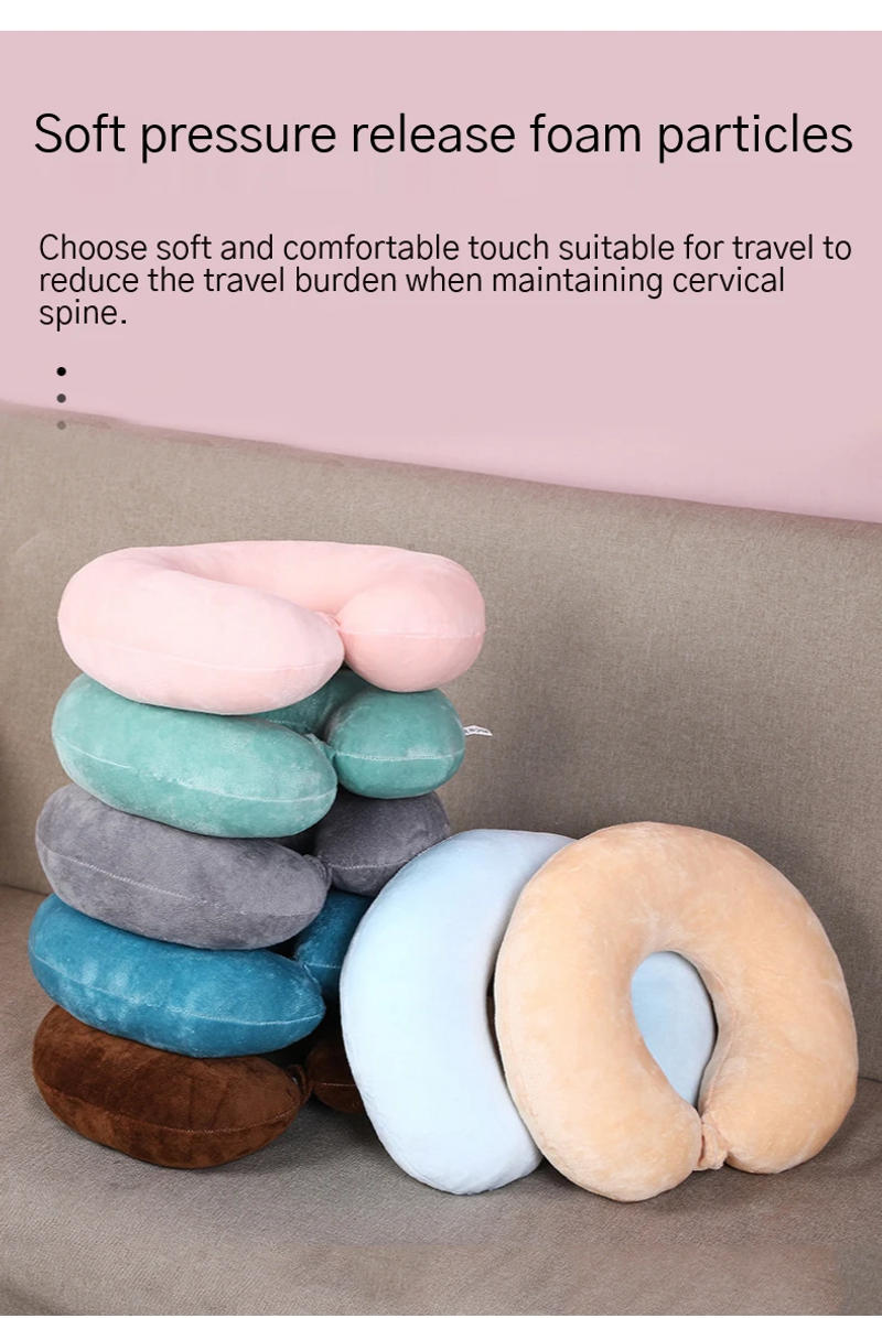 Description Picture 5 of itemNew Cotton Solid Color U-Shaped Pillow Soft Neck Pillows Portable Travel Car Air Flight U-shape Cervical Spine Slept Bedding