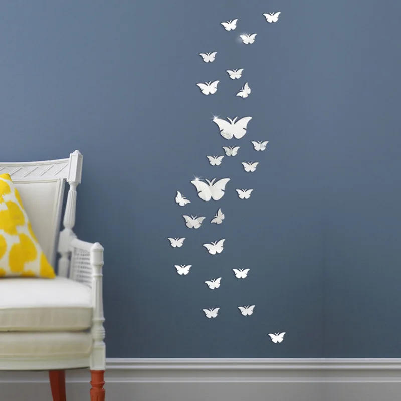 Description Picture 4 of item12Pcs/lot 3D Butterfly Mirror Wall Sticker Decal Wall Art Removable Wedding Decoration Kids Room Decoration Sticker