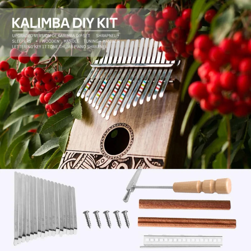 Description Picture 5 of itemThumb Piano Replacement Parts Set Kit for 17 Keys Kalimba with Keys Bridge Tuning Hammer Kit Thumb Finger Piano Accessories