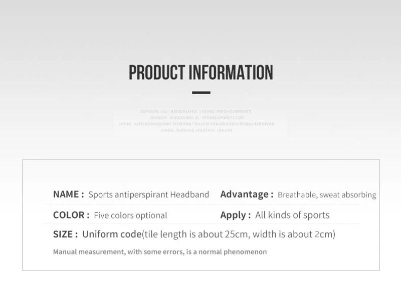 Description Picture 5 of itemMen Women Headband Sport Sweat Hair Bands Forehead Protection Running Fitness Yoga Tenis Elastic Sweatband