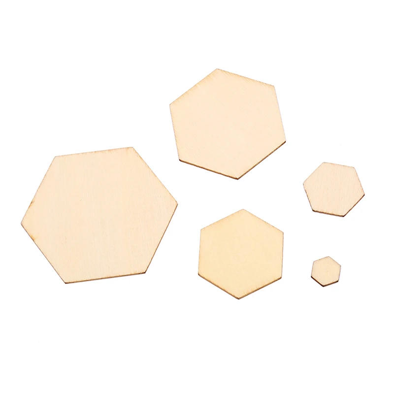 Description Picture 4 of item100/50/25pcs Beech Wooden Hexagonal Pieces Ornaments Wooden Shapes Ornaments Embellishment DIY Crafts Decorations