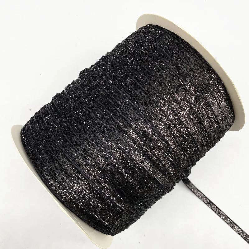Description Picture 4 of itemNew 6mm Glitter Velvet Ribbon No Elastic Single Face Ribbon Headband Clips Bow Decoration