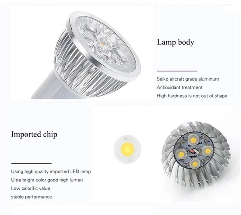 Description Picture 3 of itemHigh Power GU10 LED Bulb AC220V 240V Led Spotlights 9W 12W 15W Led Bulb Light Warm White/Cool White GU 10 LED Energy saving lamp