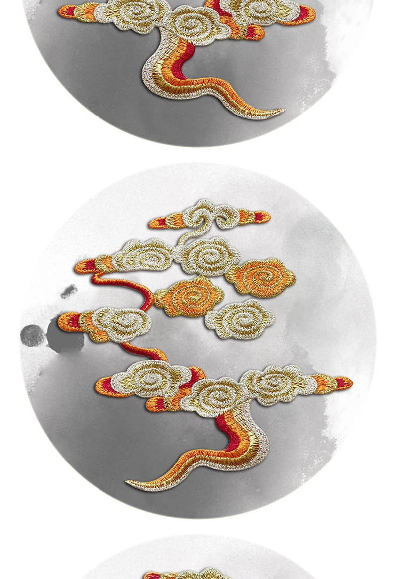 Description Picture 6 of itemChinese Retro Sew-on Patches for Clothing Colorful Auspicious Clouds Pattern Embroidery Sewing Sticker Applique Clothes Decor