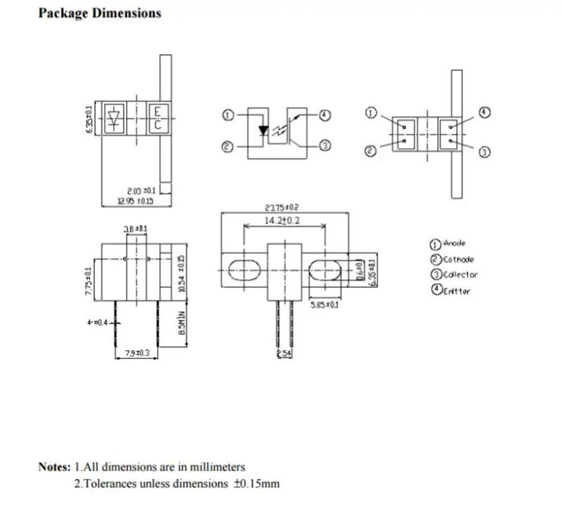 Description Picture 3 of item10pcs ITR20005 Infrared Photoelectric Switch Sensor ITR20403 ITR9909 ITR9707 H42B6 ITR20005 Slot Optical Switch