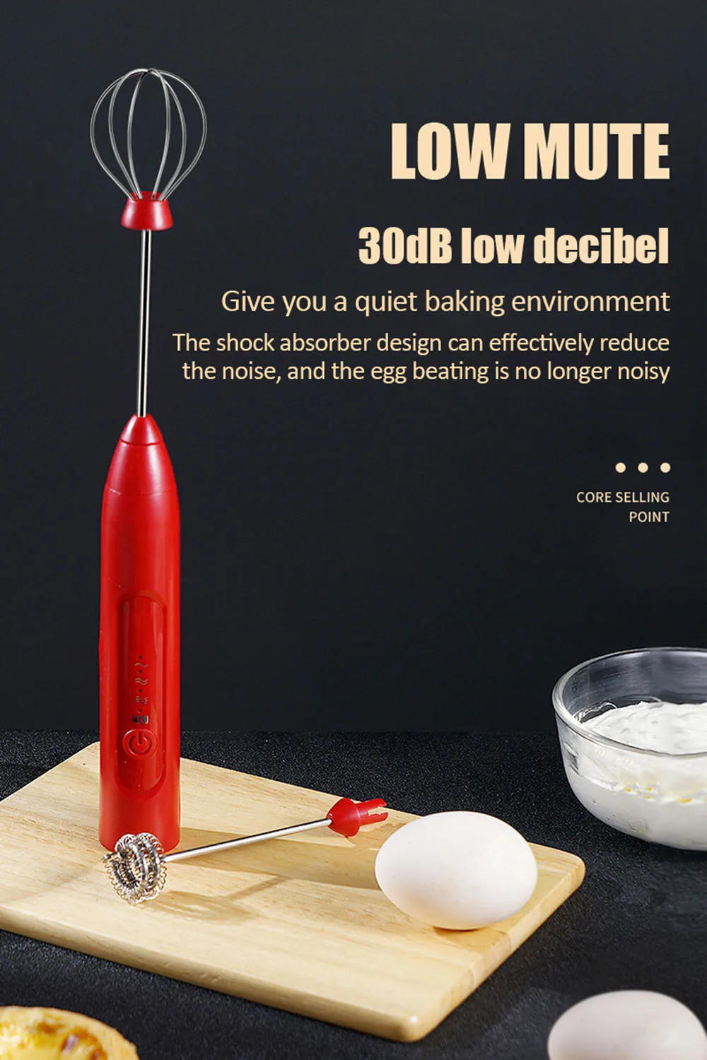 Description Picture 4 of itemMilk Frothers 3-Speeds Egg Beater USB Rechargeable Coffee Drink Whisk Mixer Eggbeater Frother Stirrer Handheld Food Blender