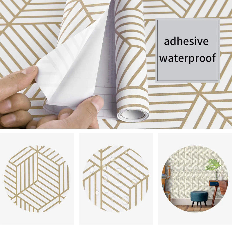 Description Picture 3 of itemGeometric Hexagon Wallpaper Peel And Stick Wallpapers Removable Self Adhesive Wallpaper Vinyl Paper For Bedroom Home Decoration