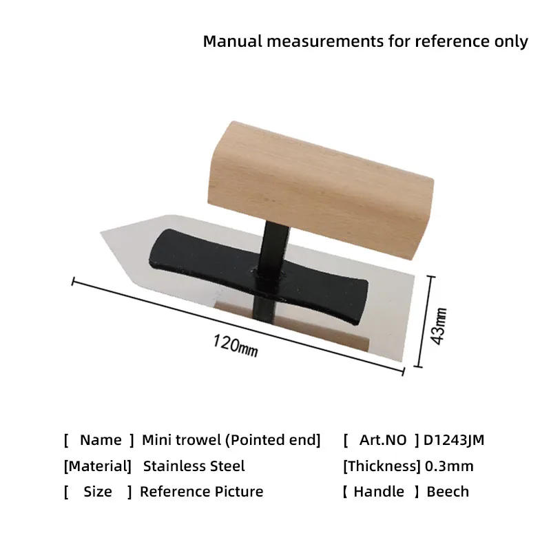 Description Picture 6 of itemStainless Steel trowel Putty Knife Shovel None-nail Pushing Knife Putty Batch Ash Knife Spade diatom mud Art paint Tools