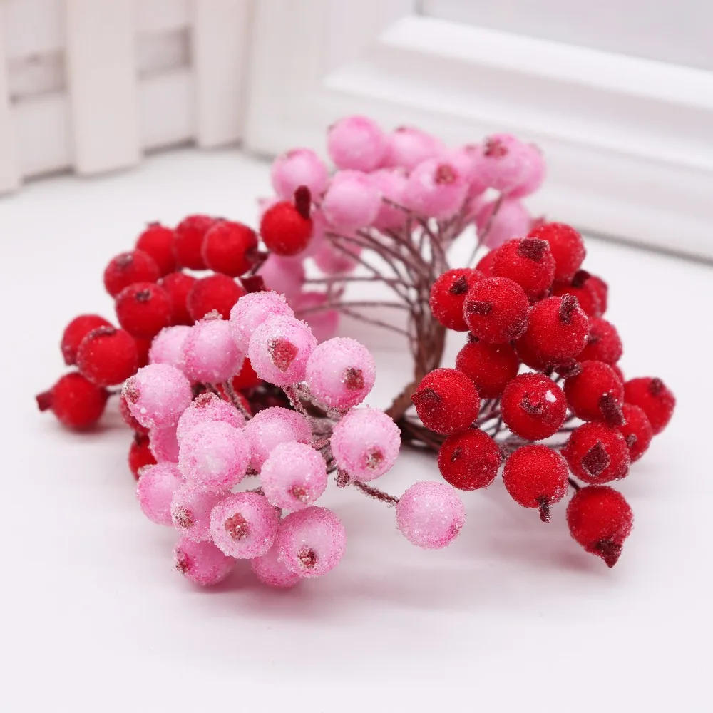 Description Picture 6 of item20pcs/40 Heads 1cm Mini Fake Fruit Small Double heads Berries Artificial Flower cherry Stamen Wedding Christmas Decorative