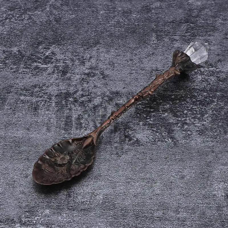 Description Picture 5 of itemExquisite Retro Crystal Head Dining Bar Spoon Royal Style Metal Carved Spoon Coffee Tea Spoon Dessert Scoop Kitchen Accessories