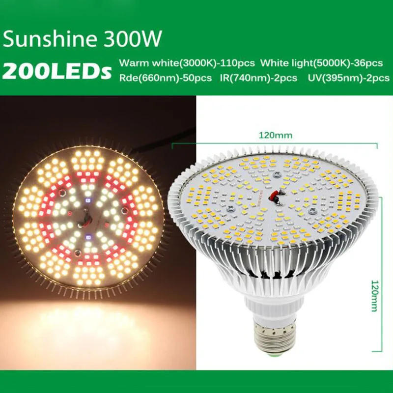 Description Picture 6 of item300W LED Grow Light Bulb Phytolamps Seedling Plant sunlight Full Spectrum indoor growth Lighting for greenhouse box Veg