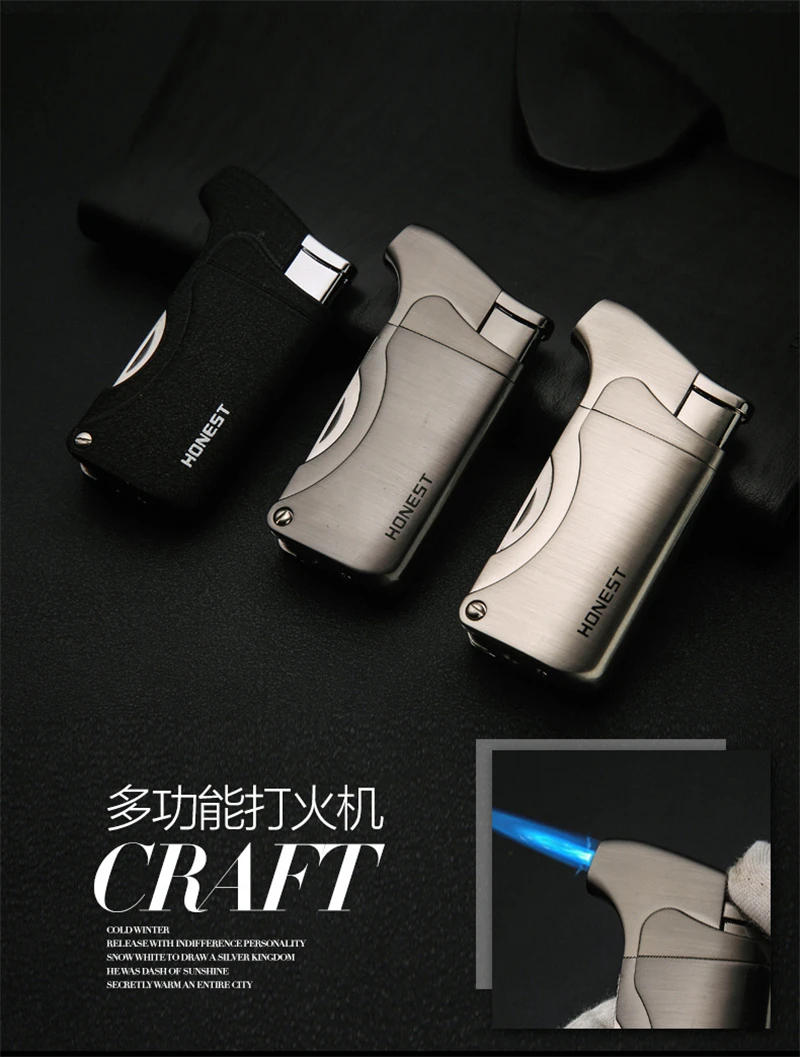 Description Picture 2 of itemHONEST Butane Jet Lighter With Pipe Tool Pipe Rod Lighter Men Compact Butane Cigarette Kitchen Accessories Cigar Lighter NO GAS