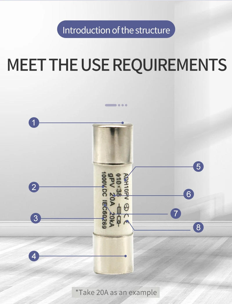 Description Picture 4 of itemDC 1000V 10x38MM 10A 15A 20A 25A 30A 32A PV Solar Fuse Metal Alloys for Solar Power System Protection YROPV-30
