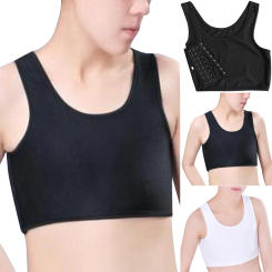 Breathable Shapers Buckle Short Chest Breast Tran Vest Compression Chest Binder Women Sleeveless Vest Solid Short Tank Tops