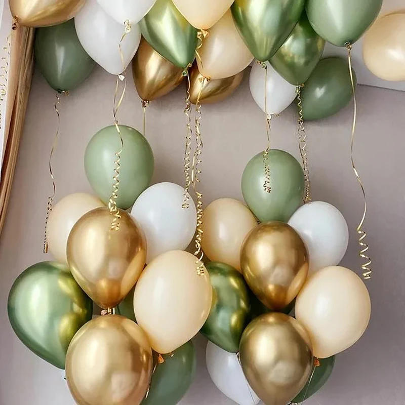 Description Picture 2 of item40pcs 10inch Avocado Green Skin Color Latex Balloons Baby Shower Wedding Decoration Metallic Gold Globos Birthday Party Supplies