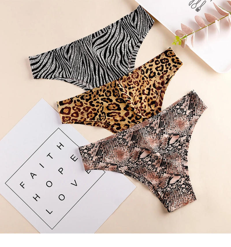 Description Picture 2 of itemUnderwear For Women Panties Female Sexy Low Waist Panties One Piece Seamless Briefs Sports Ice Silk Leopard Print Underpant