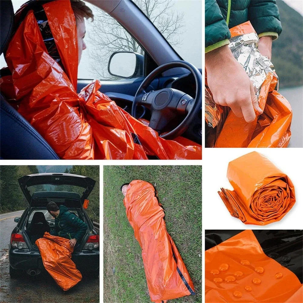 Description Picture 5 of itemPortable Waterproof Emergency Survival Sleeping Bag Hiking Camping Gear Thermal Bivy Sack First Aid Rescue Kit Mylar Blanket