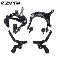 ZTTO Bicycle Brake Caliper Brake Lever Set Line Pulling For Folding Bike Aluminum Alloy C Brake Shoes Brake Lever Kit