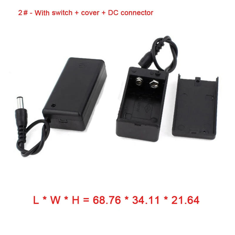 Description Picture 3 of itemMuti-sizes - 1Pcs Plastic 9V Battery Holder Box Case with Wire Lead 6F22 Battery Holder With/Without Switch,Cover,DC-Connector