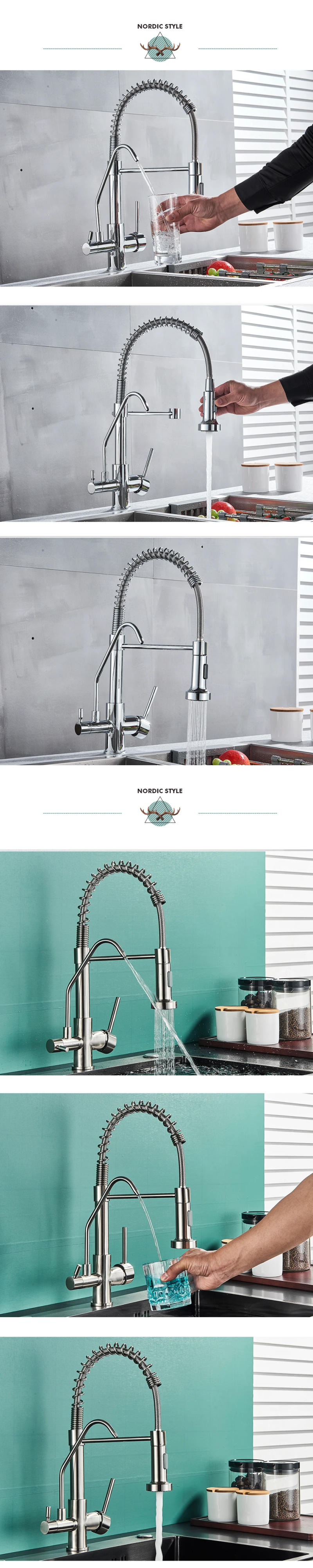 Description Picture 4 of itemMatte Black Kitchen Filtered Faucet Water Tap Purifier Faucet Dual Sprayer Drinking Water Tap 360 Rotation Purification Mixer