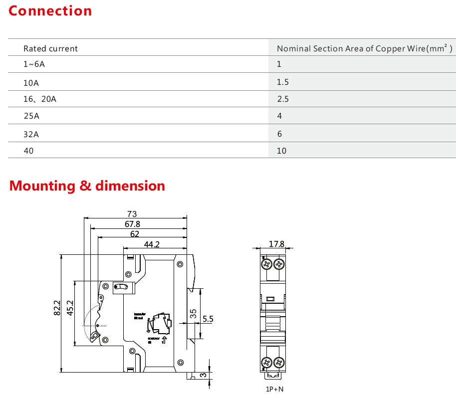 Description Picture 6 of itemGEYA DPN MCB 1P+N 6A 10A 16A 20A 25A 32A 40A 220V AC Mini Circuit Breaker 6KA C Curve  B Curve Din Rail 6KA MCB