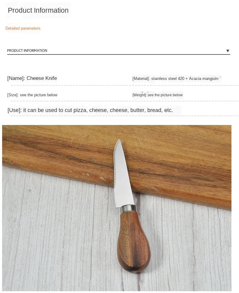 Description Picture 4 of itemCheese Knife Set Wood Handle Professional Kitchen Knives Butter N690 Bamboo Ceramic Cleaver Spreader Stainless Steel Utensils