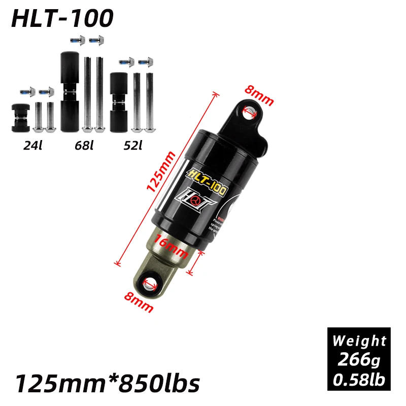 Description Picture 3 of itemHTL-100 mountain bike rear shocks / 125/150/165 / 185mm 850/1000 lbs aluminum alloy spring Shock for e-bike snowmobile