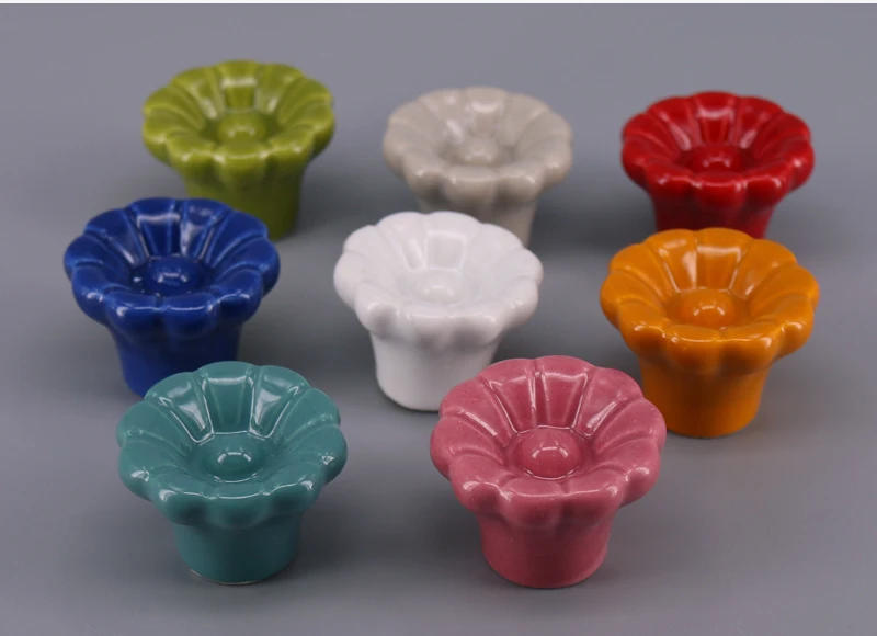Description Picture 6 of item1pcs Flower Shape Ceramic knob Cabinet Closet Door Dresser Drawer Knobs Wardrobe Pulls Handles With Screws