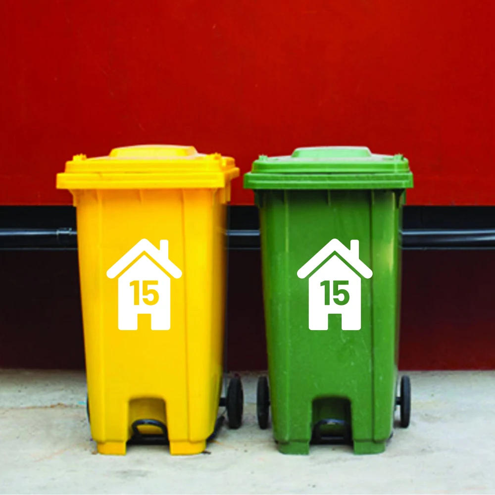 Description Picture 2 of item4Pcs Personalized Wheelie Bin  Rubbish Trash Can Container  House Number Stickers Decal Vinyl Garage Home Decor