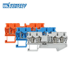 10Pcs ST2.5-QU Din Rail Terminal Block Spring Wring Connection 4 Conductors 2.5mm Electrical Wire Connector ST-2.5-QUATTRO
