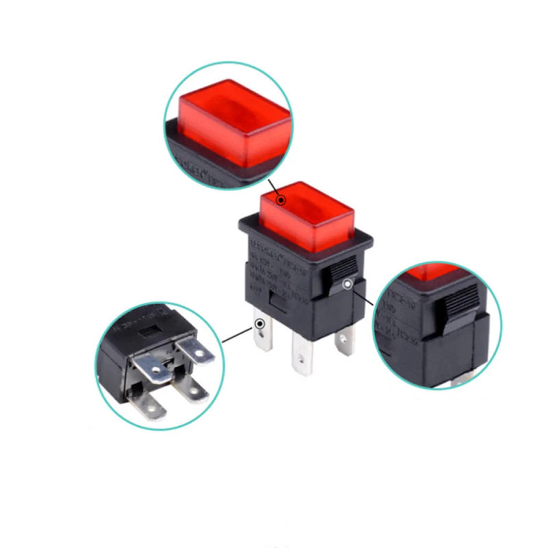 Description Picture 2 of item1PC PS23-16 Self-locking Pushbutton Switches 4Pins 250V 16A Socket Power Strip Push Button Switch for Vacuum Cleaner