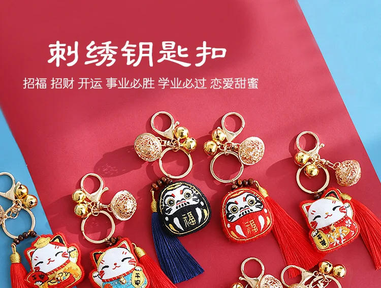 Description Picture 2 of itemdiy Embroidery Lion dance keychain Cross-stitch Peace and blessing pouch Stitch For needlework needle minder protective talisman