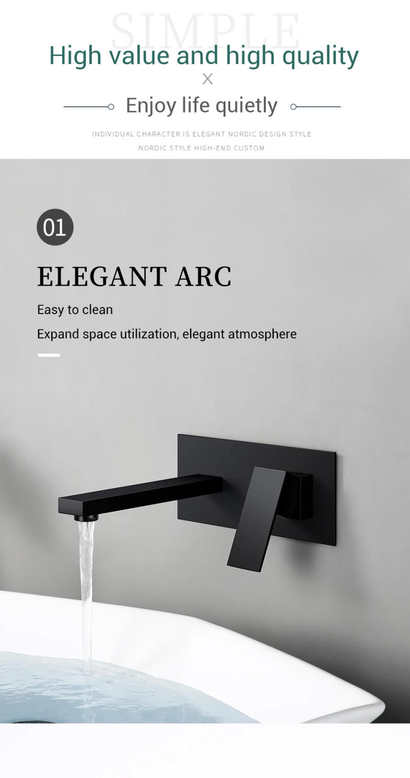 Description Picture 5 of itemBagnolux Black Embedded Installation Two Holes Shower Bathtub Vanity With Sink Cold And Hot Mixer Bathroom Faucet