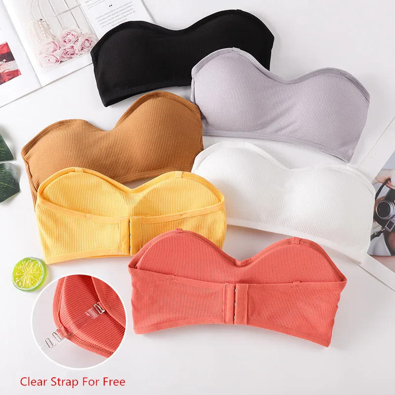 Description Picture 3 of itemWomen Sexy Tube Tops Strapless Bra Crop Top Back Closure Bandeau Top Soft Comfort Padded Underwear Female Wrap Top