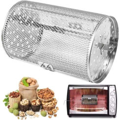26cm*11.7cm Stainless Steel Rotisserie Oven Basket for Roasting Baking Nuts Coffee Beans Peanut BBQ Grill Roaster Oven Parts