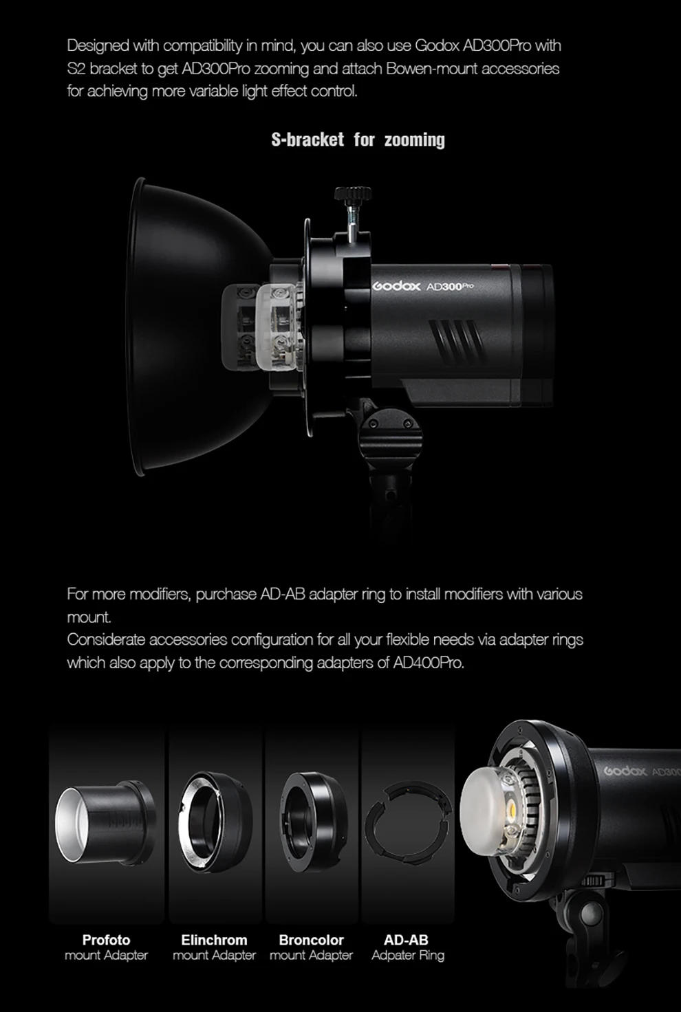 Description Picture 6 of itemGodox 300W AD300Pro Outdoor Flash Light 2.4G 1/8000 TTL HSS Built-in Battery Godox Mount Flash for Iconic Brand Nikon Iconic Brand Fuji Olympus
