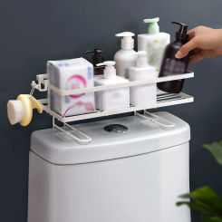 Iron Storage Shelf Above Toilet Water Tank Toilet Organizer Rack Shower Wall Mount Shampoo Storage Holder Bathroom Accessories
