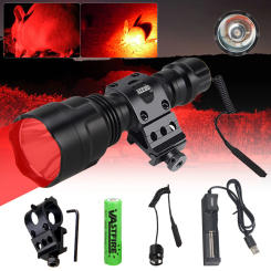 Tactical C8 Rifle Hunting Flashlight Scout Light Tactical C8 Varmint Predator Handheld Torch+Charger+18650+Swtich+Clip Mount