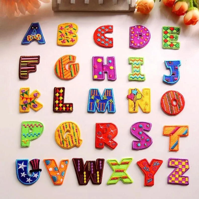 Description Picture 2 of itemColorful Letters Embroidered Patch Alphabet Applique Diy Letters Sticker Clothes Pattern Decal Sewing/Iron On Name Badge Patch