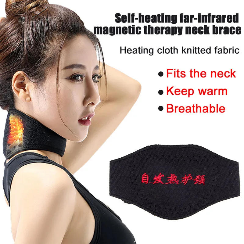 Description Picture 5 of item1piece Self-heating Tourmaline Neck Magnetic Therapy Support Tourmaline Belt Wrap Brace Pain Relief Neck Massager Products