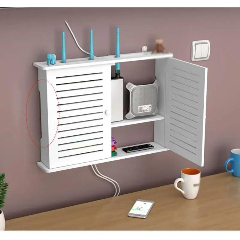 Description Picture 5 of itemLarge Wireless Wifi Router Shelf Storage Boxes Punch-free Cable Power Plus Wire Bracket Wall Hanging Plug Board DIY Home Decor