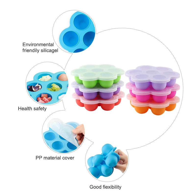 Description Picture 6 of item1PCS Silicone Egg Bites Molds Set Baby Food Storage Container Ice Cube Reusable Freezer Tray with Lid Egg Tools Cake Molds