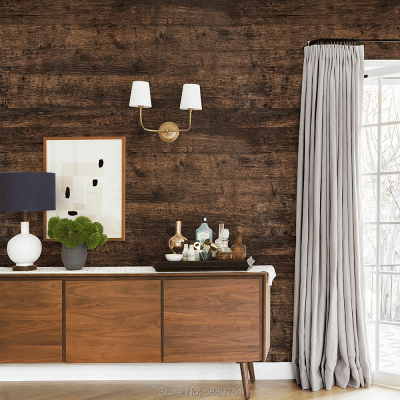 Description Picture 3 of itemSelf Adhesive Vintage Distressed Wood Grain Wallpaper, Brown Peel and Stick Renovated Paper